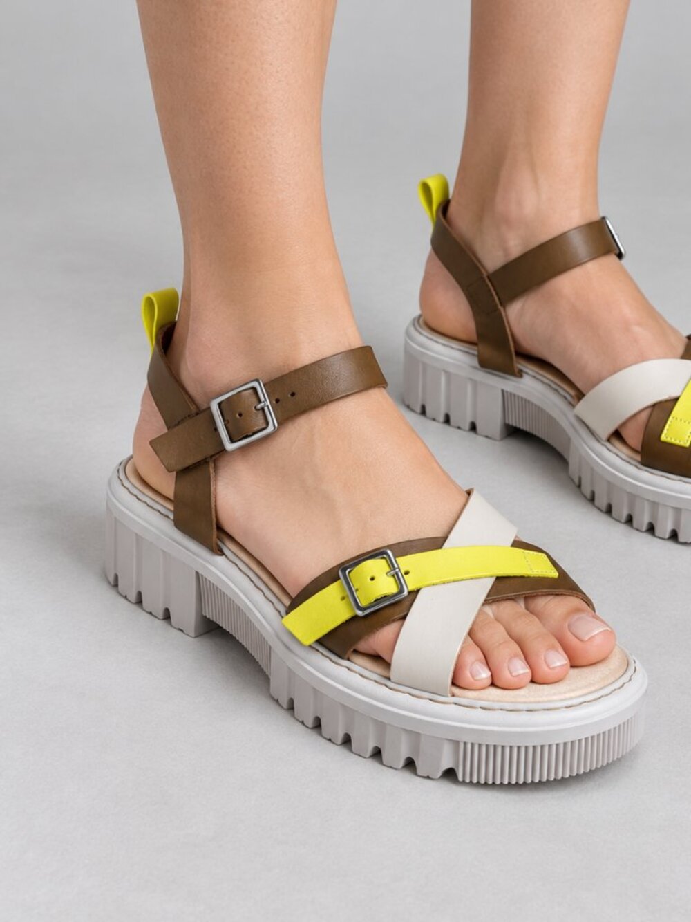 Carlo Pera Made in Italy Leather Colorblock Platform Sandals EU 40 (US 9)